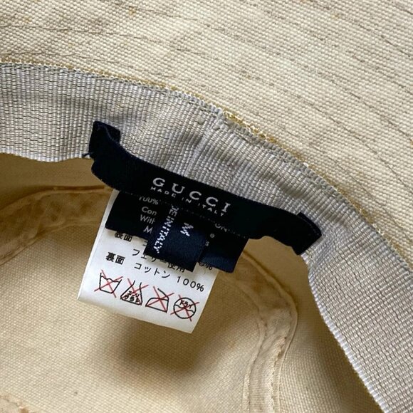 GUCCI - Beige Dark Brown Cotton Leather Feather Hat main image 15